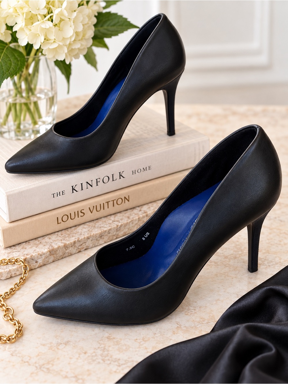 ANTONIA SAINT NY VICTORIA 2.0 BLACK PUMPS HEELS LEATHER SIZE 8